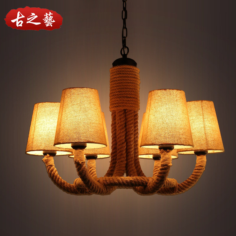 loft北欧复古创意田园服装店咖啡包厢西餐厅麻绳吊灯美式乡村吊灯,家装灯饰光源,LOFT/复式住宅/楼梯吊灯,淘宝优惠券,粉丝福利购,淘宝优惠卷