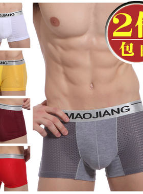 莫代尔清凉网眼中腰平角裤新品
