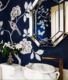 真丝新款 书房儿童房婚房天花板丝绸布深蓝色素色配色手绘墙纸壁画