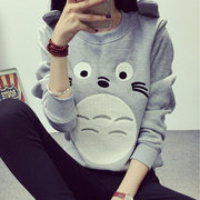 卫衣女秋冬新款韩版学生宽松加绒加厚龙猫外套学院风原宿af上衣服