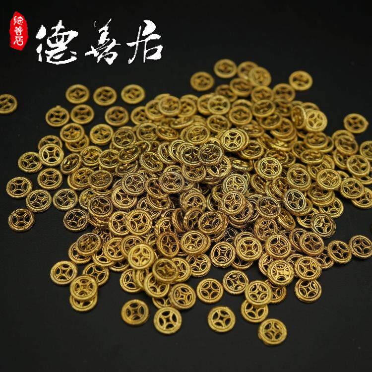 独家定制 合金铜钱形隔片 朝珠 宫廷十八子配件 朝珠鎏金铜钱隔片