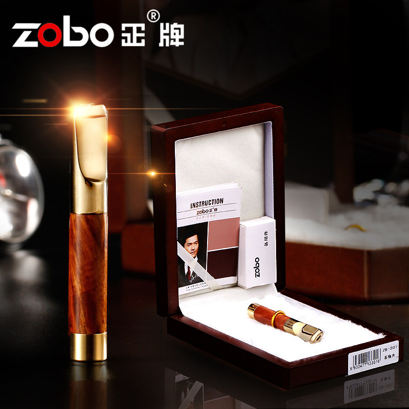 zobo正牌烟嘴过滤器可清洗黄金过滤烟嘴高档金属石楠木吸烟过滤嘴