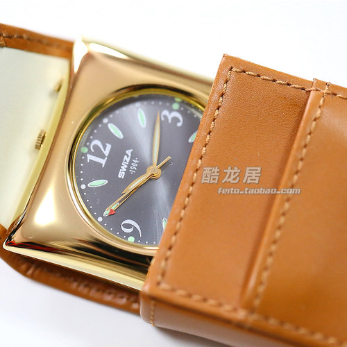 瑞士制造原装进口纯黄铜皮套钟表