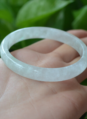 天然翡翠贵妃镯椭圆形玉镯细条小圈口冰种手镯透女款扁条小号正品