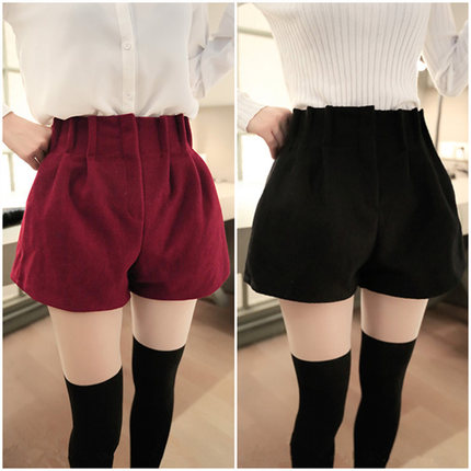 <em>2015</em>新款毛呢子<em>短裤秋装</em>冬款<em>女款</em>休闲裤子大