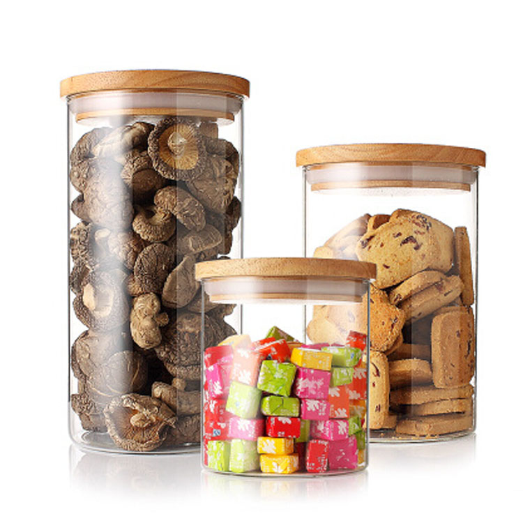 包邮大口径实木盖储物罐木塞密封罐玻璃瓶防潮耐热冻奶粉茶叶罐