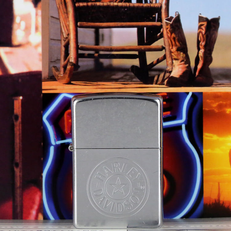 原装正品zippo打火机 2003年哈雷 harley 花沙蚀刻标志美国正版