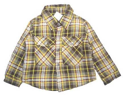 乐天BABY*1-8岁男童黄色格子全棉秋冬加棉衬衫外套
