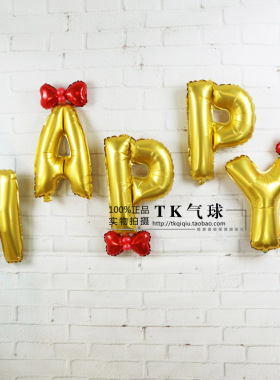 小号35CM金黄色铝膜字母气球 铝箔气球英文字母A至Z庆典生日气球