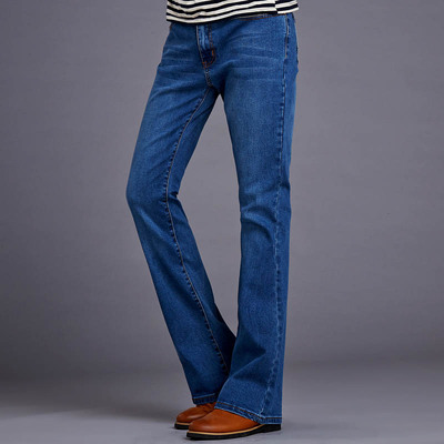 男装春秋浅色牛仔韩版裤潮微喇叭