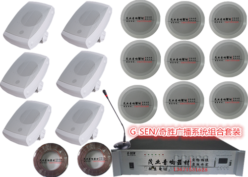 G-SEN/奇胜FT106白壁挂音箱 A03全铁吸顶喇叭 MP-VCM360w定压功放