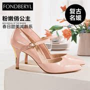 Feibolier 2015 new cow leather instep strap pointy stilettos women's shoes FB51112111