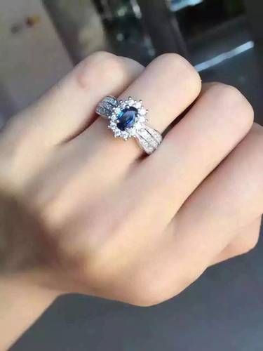 925银18k自家矿区直营蓝宝石戒指