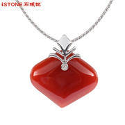 Stone Strawberry-shaped Onyx pendant necklace chain clavicle Valentine''s day gifts