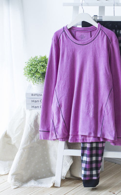 睡衣大码摇粒绒长袖套头家居服