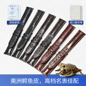 美洲鳄鱼皮真皮表带适用江诗丹顿浪琴劳力士卡地亚加长定制男女士