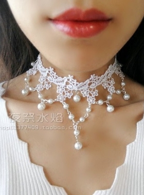 雅典娜复古宫廷风约会蕾丝锁骨链