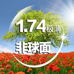 韩国进口1.74超薄非球面眼镜片加硬加膜耐磨高度近视专业配镜 2片