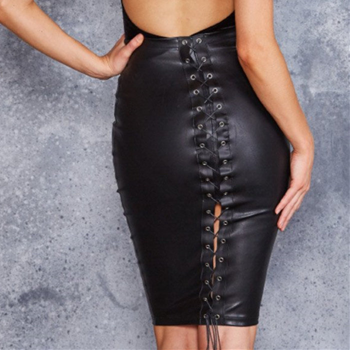 包邮 皮裙 高腰皮绳绑带后开叉半裙一步铅笔裙包臀修身水洗皮革黑在类目 女装/女士精品, 半身裙中 - 来自Buy2taobao.com提供专业的淘宝代购服务