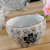 和风方碗 吉祥花手绘米粒碗汤碗田烧瓷 陶瓷四方碗 4.5寸 5寸日式