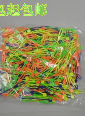 一次性水果叉子 彩色OK果叉塑料蛋糕叉子食品叉酒吧KTV水果签包邮