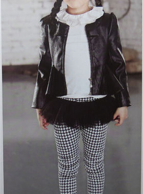 宝儿春秋款童装针织打底衫花边领袖纯棉上衣T恤弹力打底21672