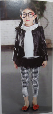 春秋款花边领纯棉弹力打底衫童装