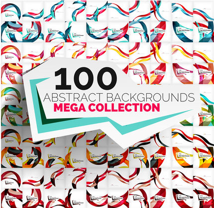 A1833矢量100张抽象几何色块风格背景图 AI设计素材