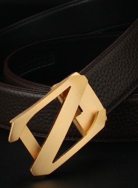 男式商务休闲真皮不锈钢Z字自动扣裤腰带韩潮款男士头层牛皮皮带