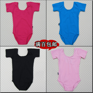 女童舞蹈服装练功服体操服形体夏季纯棉质考级短袖连体服包邮