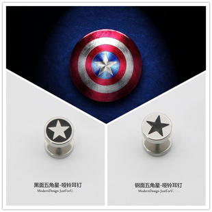 韩国加粗耳环耳钉饰品女钛钢黑色简约时尚潮男个性霸气情侣学生款