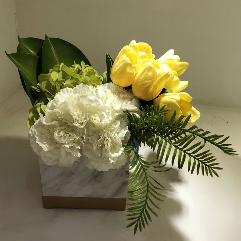 仿真康乃馨花艺套装 郁金香盆栽花艺 样板房别墅花瓶家居客厅摆件