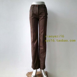 敦系列秋装女裤中腰修身直筒裤长裤料子裤品牌正品折扣