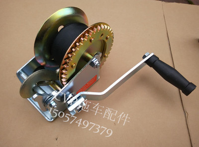 优质手动绞盘卷扬机 配高强度聚酯纤维织带1200磅手摇器游艇推车
