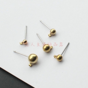 豆豆耳钉带挂圈 黄铜毛坯3 6mm球针单吊 diy饰品材料配件配饰