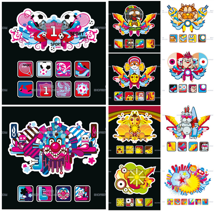 A3499矢量卡通人物动物动物小丑涂鸦插画手绘T恤印花 AI设计素材