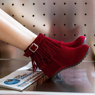 缺码处理 清仓  流苏内增高婚鞋旅游大码短靴子 40 41  xw