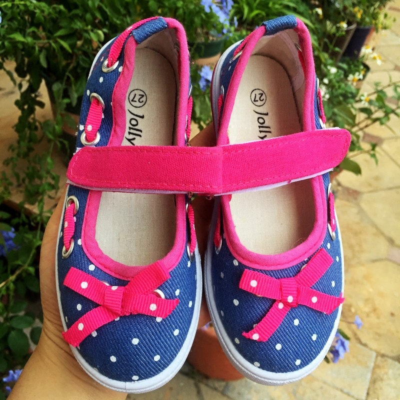 女孩布鞋  牛仔色波点蝴蝶结帆布鞋25-30码 特价