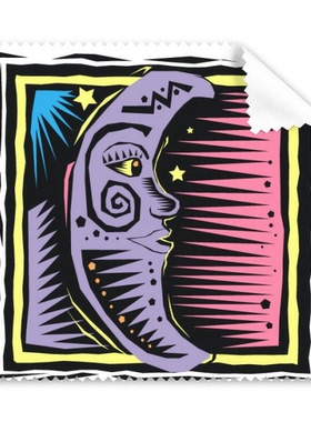 紫色月亮星星墨西哥文化版画眼镜布屏幕清洁布礼物手机屏幕擦礼物