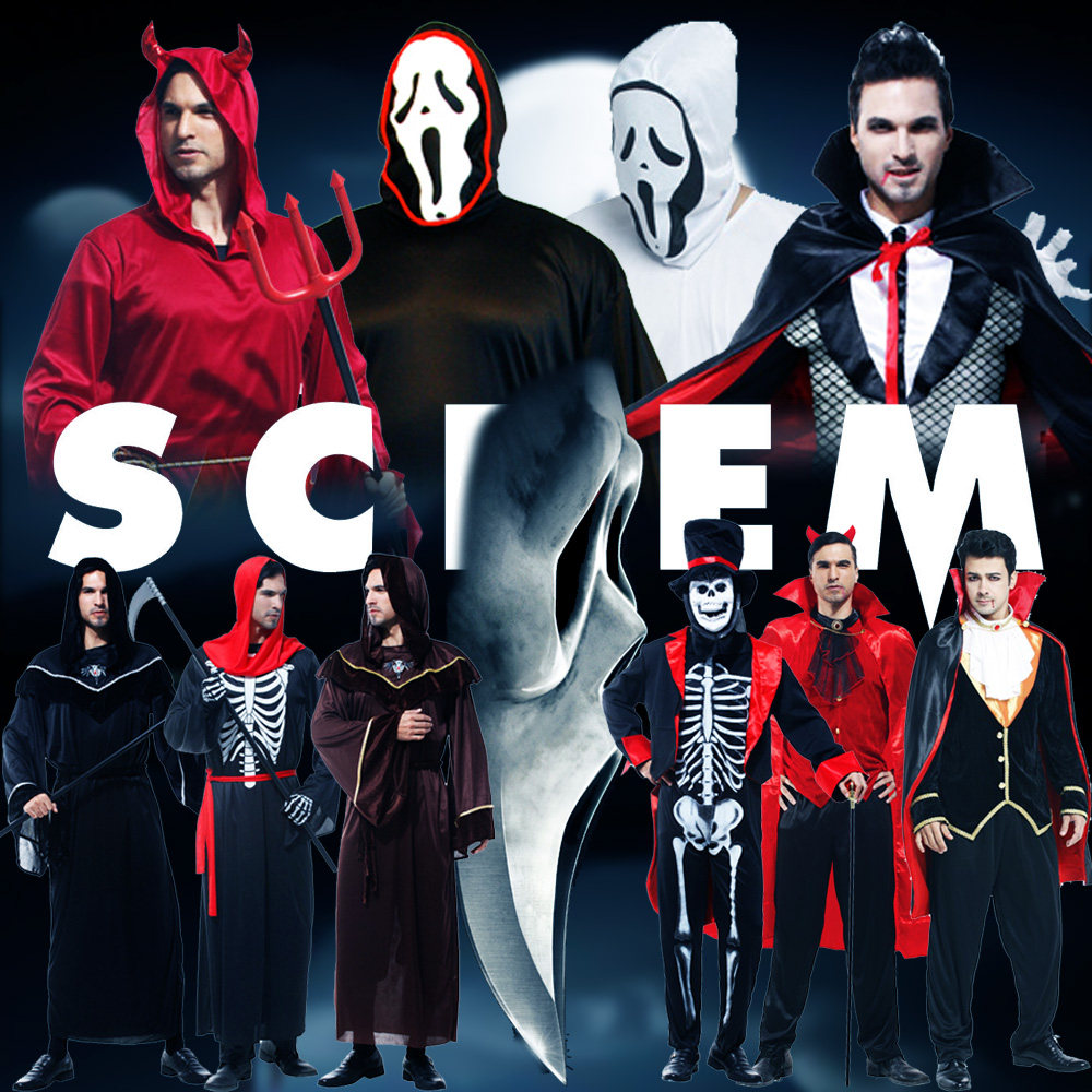 万圣节成人化妆舞会cosplay舞台演出服装恐怖死神吸血鬼套装男