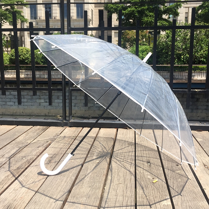 新品伞面120cm透明伞直柄塑料16骨自动弯勾长柄文艺情侣雨伞女