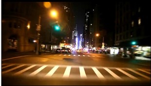 独特汽车行车记录仪拍摄美国纽约城市夜景实拍高清视频素材