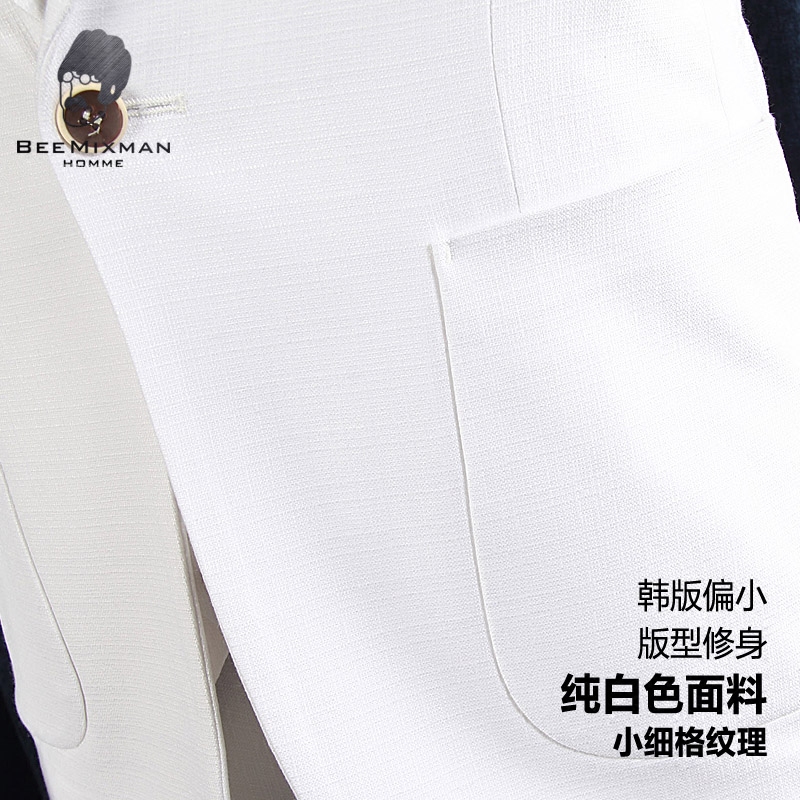 SUIT SUIT MENS WHITE GROOM WEDDING DRESS SLIM KOREAN VERSION OF THE TIDE YOUTH SMALL SUIT MENS BRITISH THREE-PIECE SET