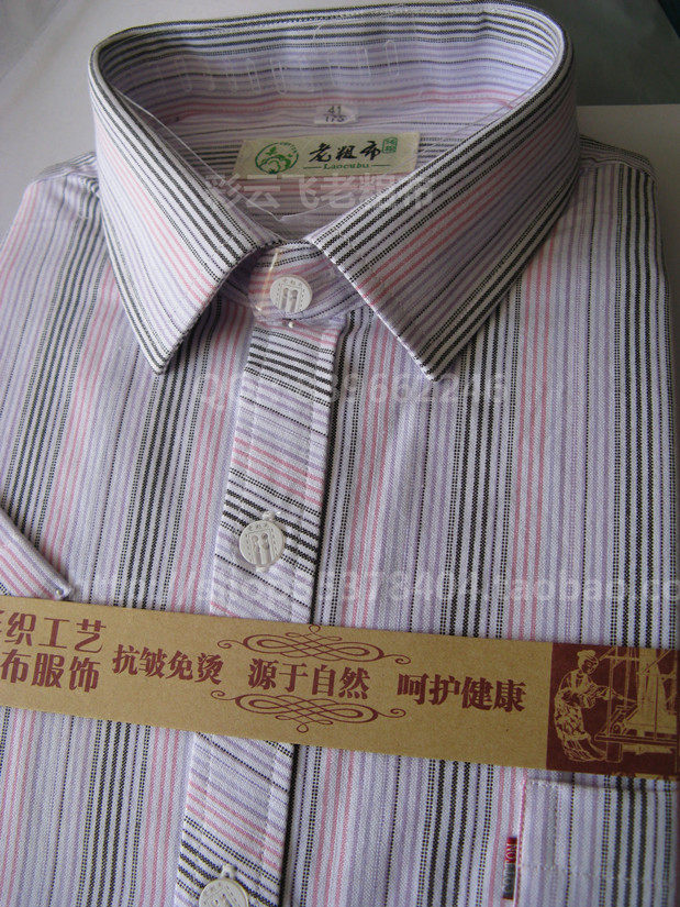 不起球不褪色优质纯棉粗布土布男士格子短袖衬衫男式半袖衬衣上衣