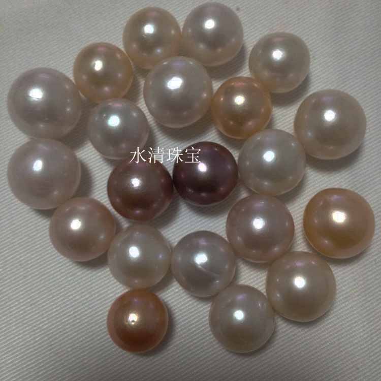 12-15mm超大无孔圆珠天然淡水珍珠裸珠可定制手链隔珠项链手链DIY