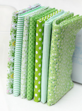 DIY手工拼布面料 布料 25*25CM/50X50CM浅绿色系平纹棉布组布头