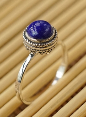 单身戒指天醉青金石复古男女