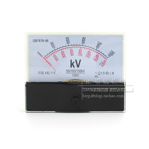 指针式交流电压表 川达44L1-V 50/100/150KV 100V表