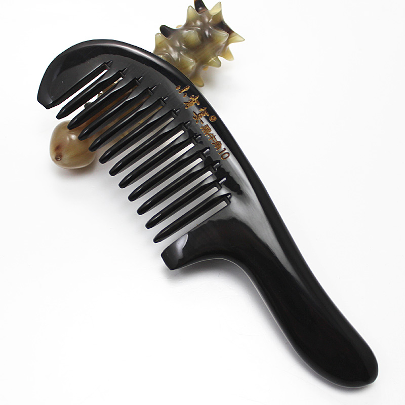 小背篓天然牛角梳 黑水牛角梳子中号手工宽齿大粗齿多款可选礼物