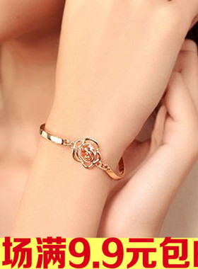 山茶花韩版时尚风镶锆石手链